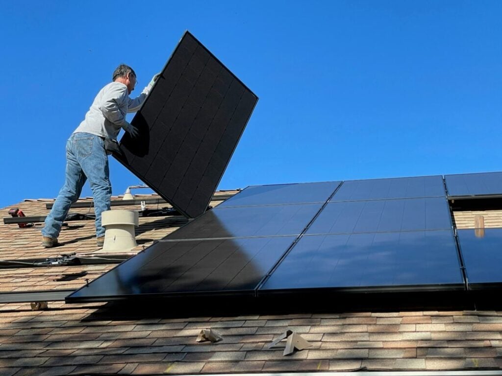 Rooftop solar installation.