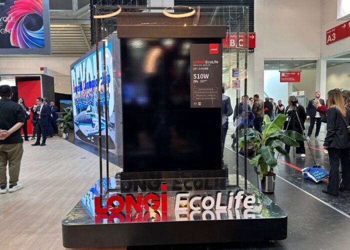 LONGi's latest EcoLife series' module launch presented at Intersolar Europe in Munich, Germany