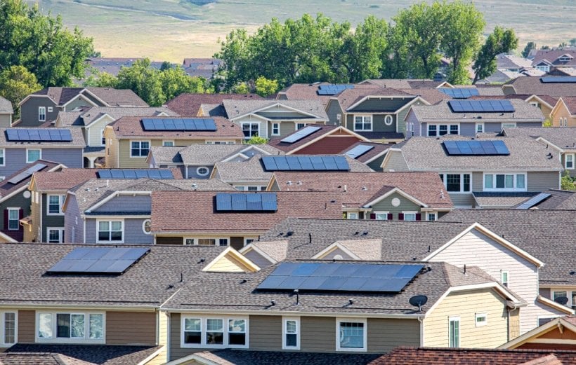Rooftop solar panels in the US.