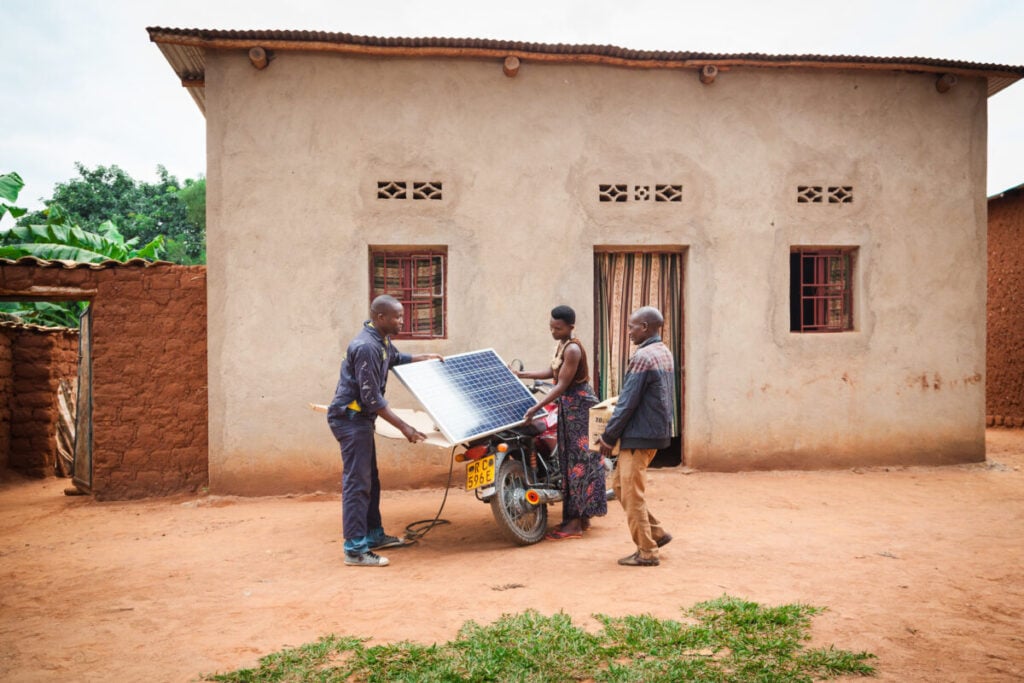 An off-grid solar panel.