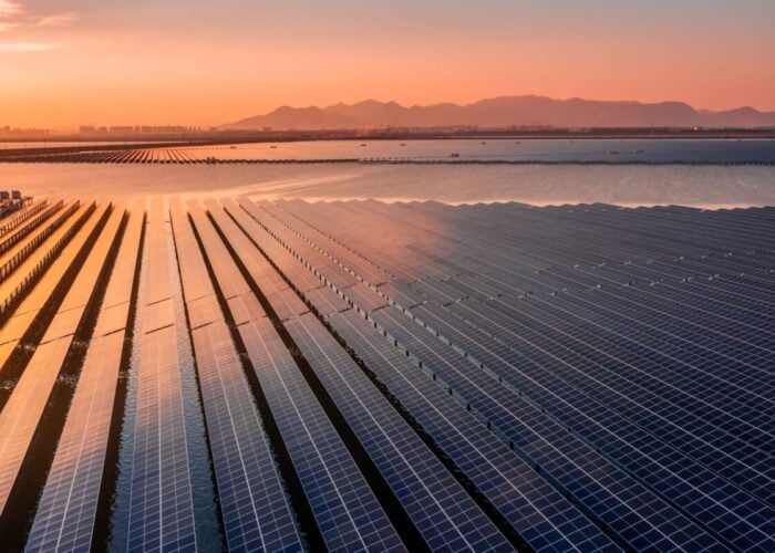 Solar panels above a fishery site in China
